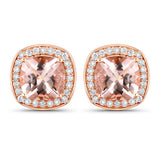 2.71 Carat Genuine Morganite and White Diamond 14K Rose Gold Earrings