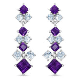 4.94 Carat Genuine Amethyst & Blue Topaz .925 Sterling Silver Earrings