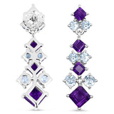 4.94 Carat Genuine Amethyst & Blue Topaz .925 Sterling Silver Earrings