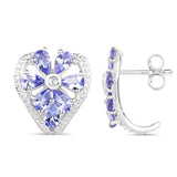 2.97 Carat Genuine Tanzanite & White Topaz .925 Sterling Silver Earrings