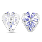 2.97 Carat Genuine Tanzanite & White Topaz .925 Sterling Silver Earrings