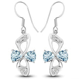 5.06 Carat Genuine Blue Topaz and White Topaz .925 Sterling Silver Earrings