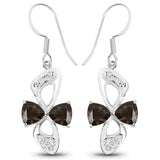 4.02 Carat Genuine Smoky Quartz and White Topaz .925 Sterling Silver Earrings