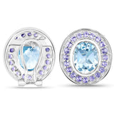 6.30 Carat Genuine Blue Topaz and Tanzanite .925 Sterling Silver Earrings