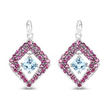 5.70 Carat Genuine Blue Topaz & Rhodolite .925 Sterling Silver Earrings