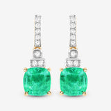 2.72 Carat Genuine Ethiopian Emerald and White Diamond 14K Yellow Gold Earrings