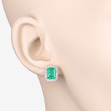 2.99 Carat Genuine Ethiopian Emerald and White Diamond 14K Yellow Gold Earrings