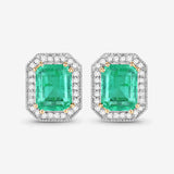 2.99 Carat Genuine Ethiopian Emerald and White Diamond 14K Yellow Gold Earrings