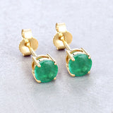 0.72 Carat Genuine Zambian Emerald 10K Yellow Gold Earrings
