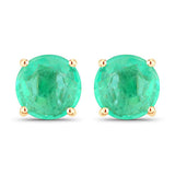0.72 Carat Genuine Zambian Emerald 14K Yellow Gold Earrings