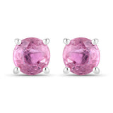 1.30 Carat Genuine Pink Sapphire 10K White Gold Earrings