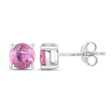 1.30 Carat Genuine Pink Sapphire 10K White Gold Earrings