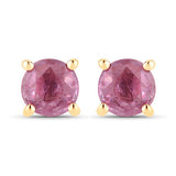 1.30 Carat Genuine Pink Sapphire 10K Yellow Gold Earrings
