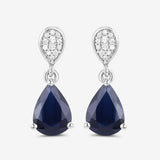 2.76 Carat Genuine Blue Sapphire and White Diamond 10K White Gold Earrings