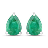 0.70 Carat Genuine Zambian Emerald 10K White Gold Earrings
