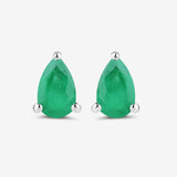 0.70 Carat Genuine Zambian Emerald 10K White Gold Earrings