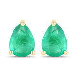 0.70 Carat Genuine Zambian Emerald 14K Yellow Gold Earrings