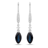 2.73 Carat Genuine Blue Sapphire and White Diamond 14K White Gold Earrings