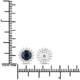 2.38 Carat Genuine Blue Sapphire and White Diamond 14K White Gold Earrings