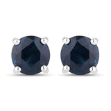 1.30 Carat Genuine Blue Sapphire 14K White Gold Earrings