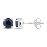 1.30 Carat Genuine Blue Sapphire 14K White Gold Earrings