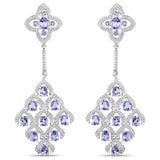 3.90 Carat Genuine Tanzanite and White Topaz .925 Sterling Silver Earrings