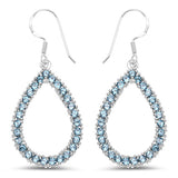 4.32 Carat Genuine London Blue Topaz .925 Sterling Silver Earrings