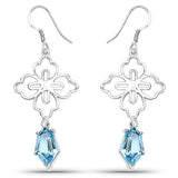 12.14 Carat Genuine Swiss Blue Topaz .925 Sterling Silver Earrings