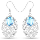 10.72 Carat Genuine Blue Topaz .925 Sterling Silver Earrings