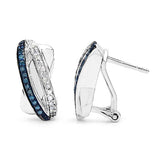 0.28 Carat Genuine Blue Diamond & White Diamond .925 Sterling Silver Earrings