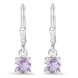 1.00 Carat Genuine Pink Amethyst .925 Sterling Silver Earrings