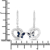 0.57 Carat Genuine Blue Sapphire and Created White Sapphire .925 Sterling Silver Earrings