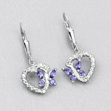 0.50 Carat Genuine Tanzanite and Created White Sapphire .925 Sterling Silver Earrings