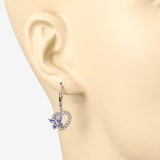 0.50 Carat Genuine Tanzanite and Created White Sapphire .925 Sterling Silver Earrings