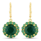 8.54 Carat Dyed Emerald and Emerald .925 Sterling Silver Earrings