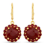 11.37 Carat Dyed Ruby and Ruby .925 Sterling Silver Earrings