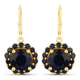 11.37 Carat Dyed Sapphire and Blue Sapphire .925 Sterling Silver Earrings