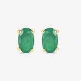 0.38 Carat Genuine Zambian Emerald 10K Yellow Gold Earrings