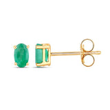 0.38 Carat Genuine Zambian Emerald 10K Yellow Gold Earrings
