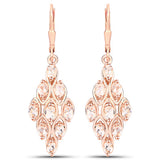 18K Rose Gold Plated 2.70 Carat Genuine Morganite .925 Sterling Silver Earrings