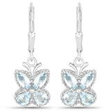 1.76 Carat Genuine Aquamarine .925 Sterling Silver Earrings