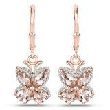 18K Rose Gold Plated 1.88 Carat Genuine Morganite .925 Sterling Silver Earrings