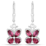 2.52 Carat Genuine Rhodolite Garnet .925 Sterling Silver Earrings