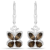 2.20 Carat Genuine Smoky Quartz .925 Sterling Silver Earrings