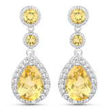 7.06 Carat Genuine Citrine and White Topaz .925 Sterling Silver Earrings