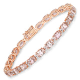 8.95 Carat Genuine Morganite and White Diamond 14K Rose Gold Bracelet