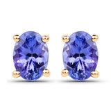 1.24 Carat Genuine Tanzanite 14K Yellow Gold Earrings