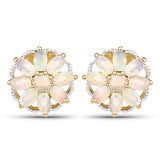 14K Yellow Gold Plated 2.70 Carat Genuine Ethiopian Opal .925 Sterling Silver Earrings
