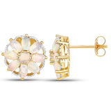 14K Yellow Gold Plated 2.70 Carat Genuine Ethiopian Opal .925 Sterling Silver Earrings