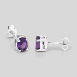 1.60 Carat Genuine Amethyst .925 Sterling Silver Earrings